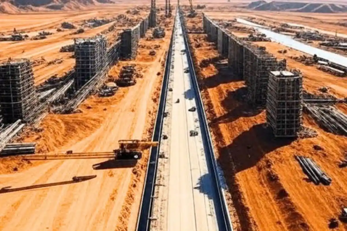 NEOM manpower supply Saudi Arabia The Line construction site